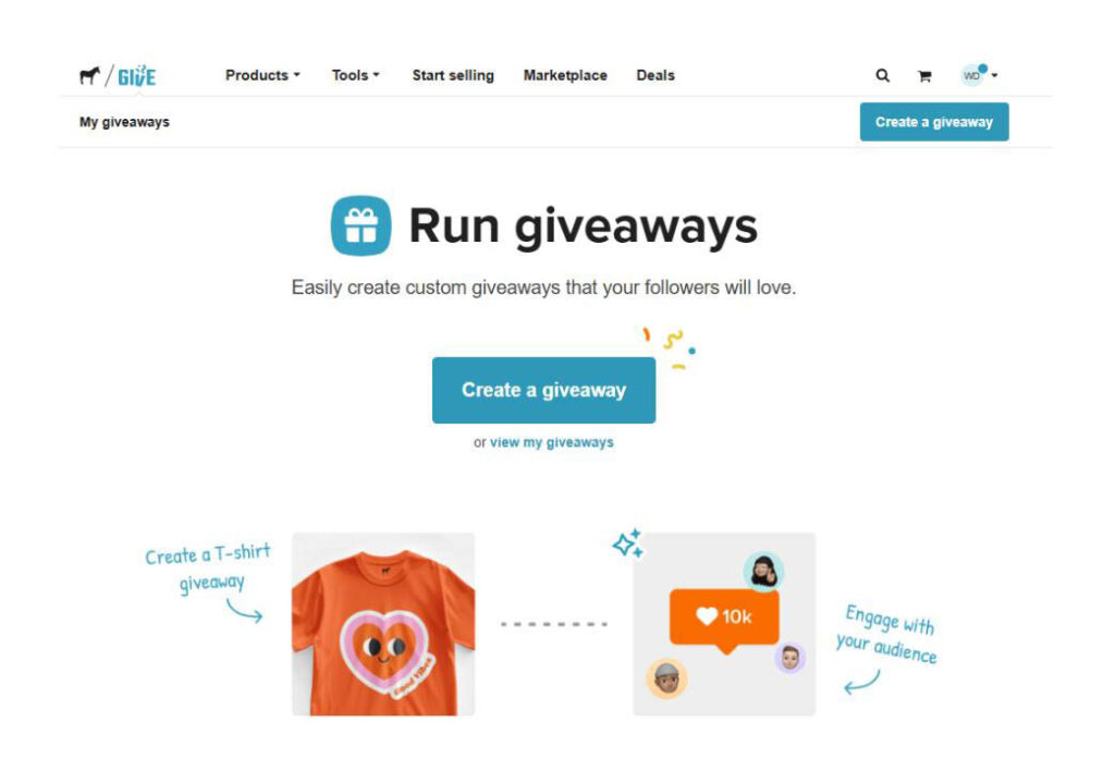 Screenshot of the Sticker Mule Give platform showing a contest form for promotional giveaways.